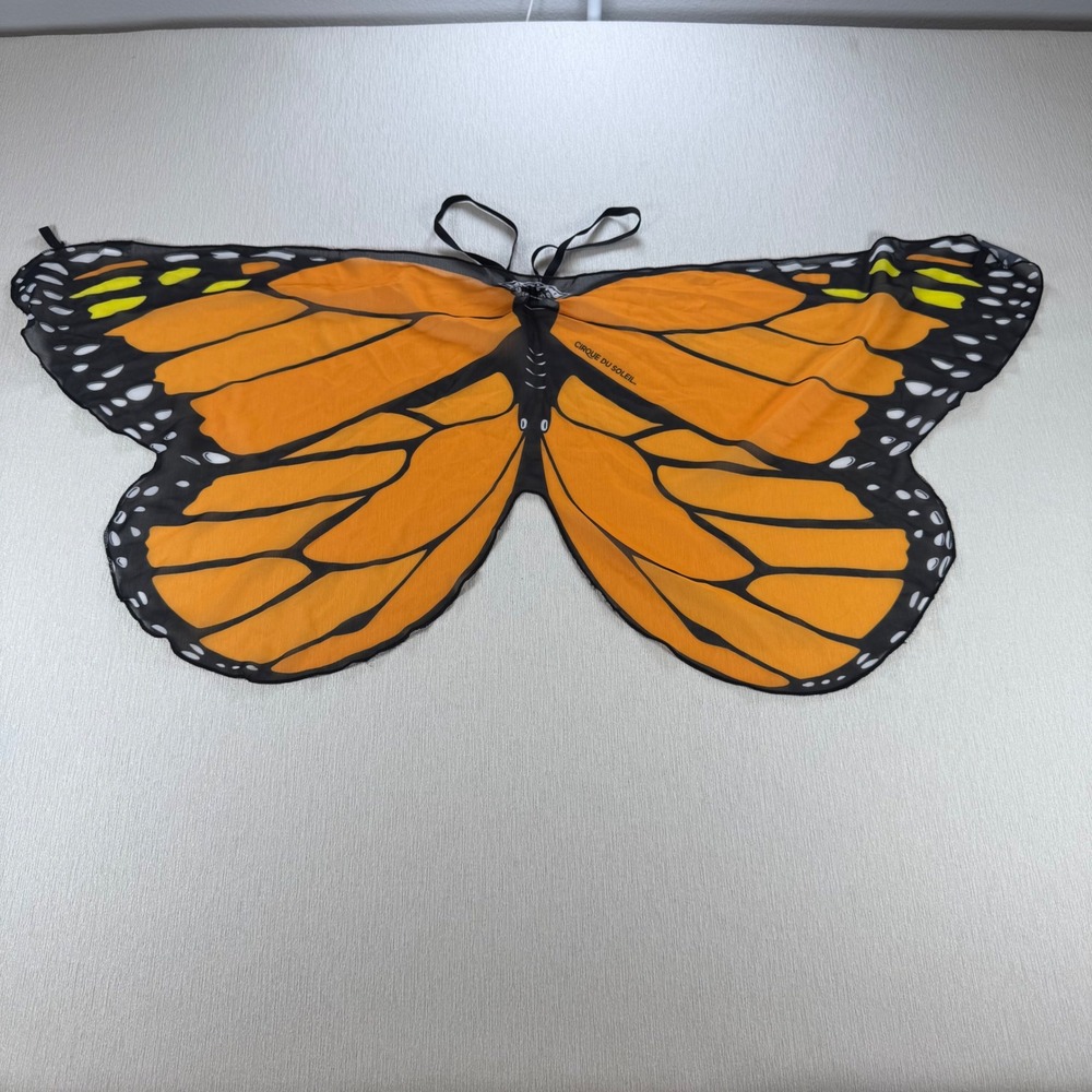 Cirque du Soleil Monarch Butterfly Wings Kids Costume Chiffon Orange Black OS